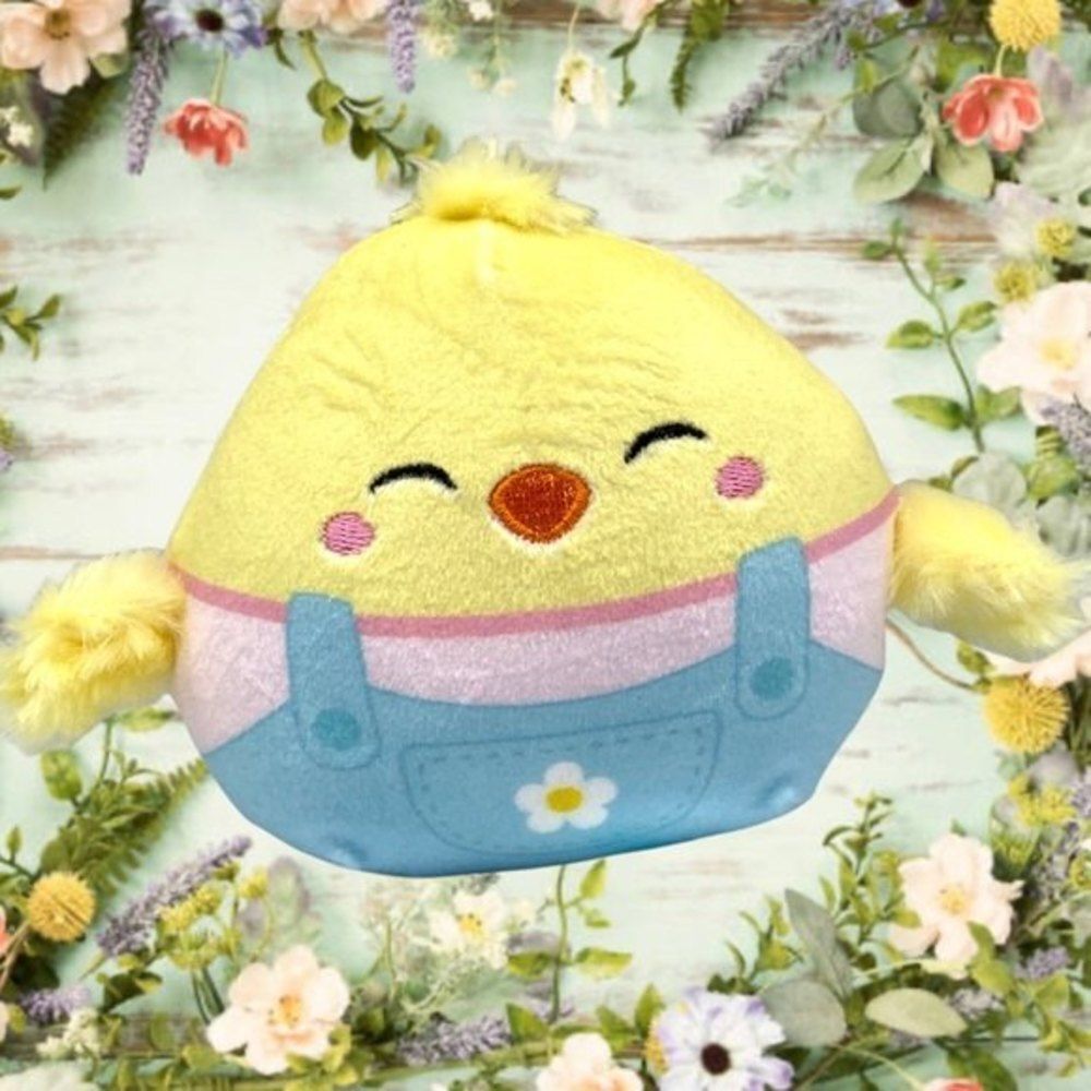 Squishmallows 2022 Easter Squad Aimee The Chick Overall Clip 3.5" Plush Keychain